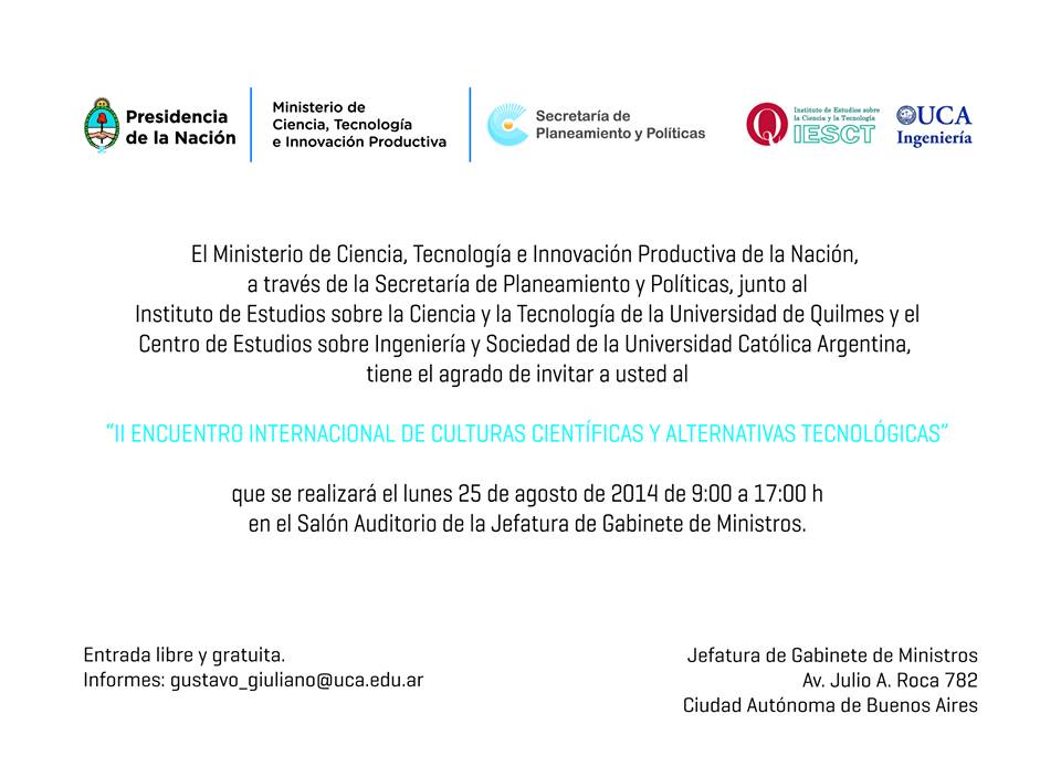 II Encuentro Internacional de Culturas Científicas y Alternativas Tecnológicas